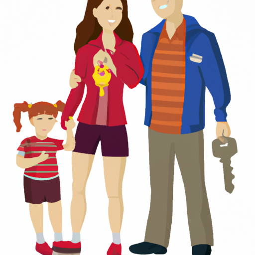 איור של משפחה מחזיקה מפתחות, המסמל את הביטחון שיכול להעניק מנעולן בחולון.