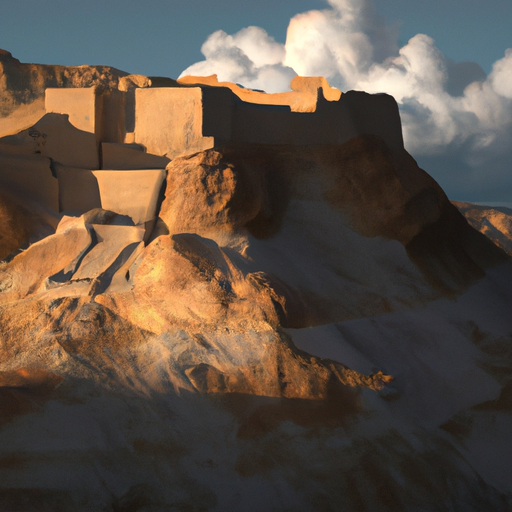 A panoramic view of the expansive Masada fortress, standing tall amidst the Judean desert.